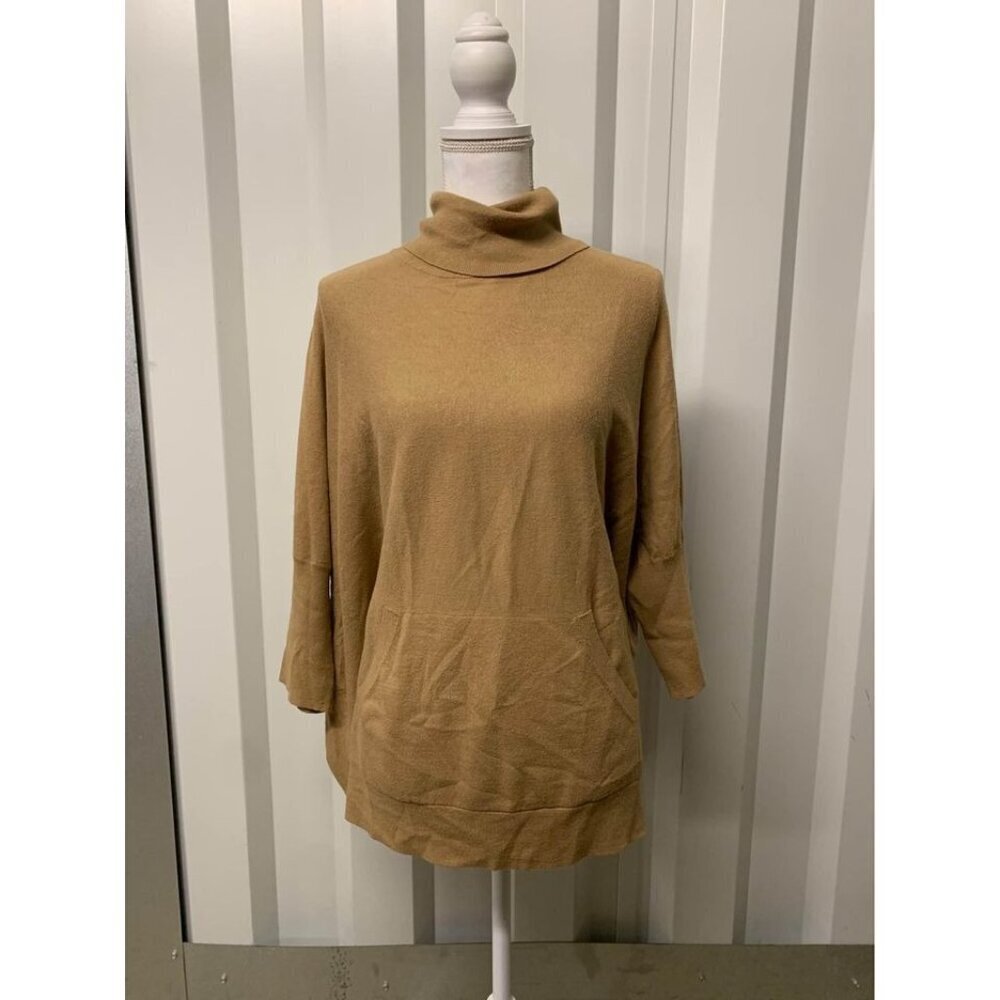 Michael Kors Turtleneck Knit Sweater Top Oversized Business Casual Brown Medium